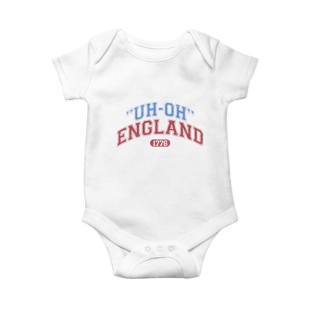 Funny 4th of July Baby Onesie Uh Oh England 1776 TS10 White Print Your Wear