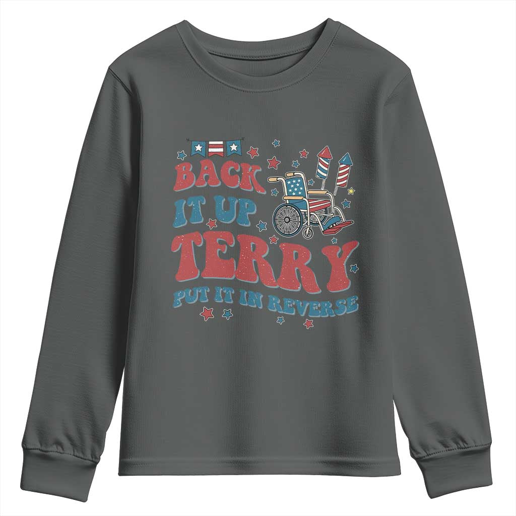 Funny 4th of July Back It Up Terry Put It In Reverse Youth Sweatshirt TS10 Dark Heather Print Your Wear