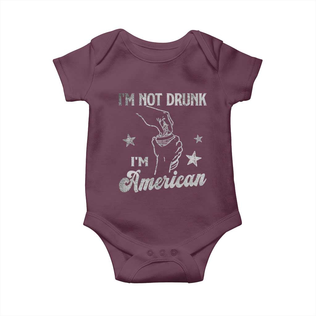 Funny 4th of July Drinking Baby Onesie Not Drunk I am American TS10 Maroon Print Your Wear