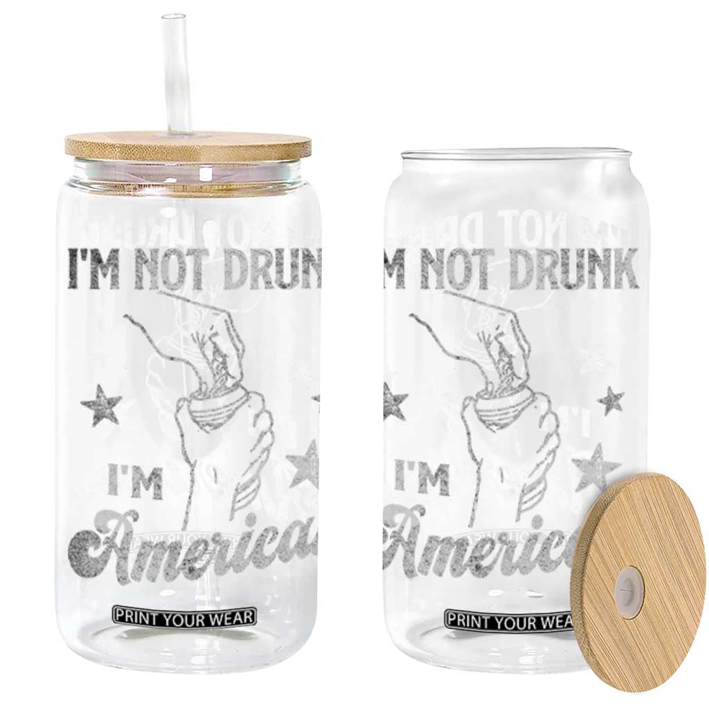 Funny 4th of July Drinking Glass Can Not Drunk I am American TS10 Black Print Your Wear