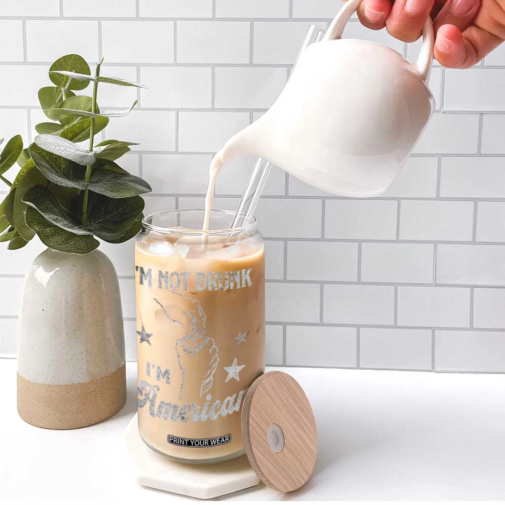 Funny 4th of July Drinking Glass Can Not Drunk I am American TS10 Print Your Wear