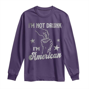 Funny 4th of July Drinking Long Sleeve Shirt Not Drunk I am American TS10 Purple Print Your Wear