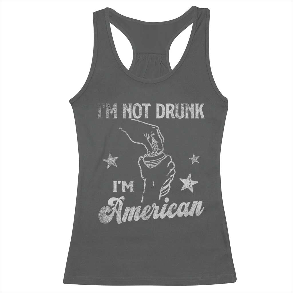 Funny 4th of July Drinking Racerback Tank Top Not Drunk I am American TS10 Dark Heather Print Your Wear