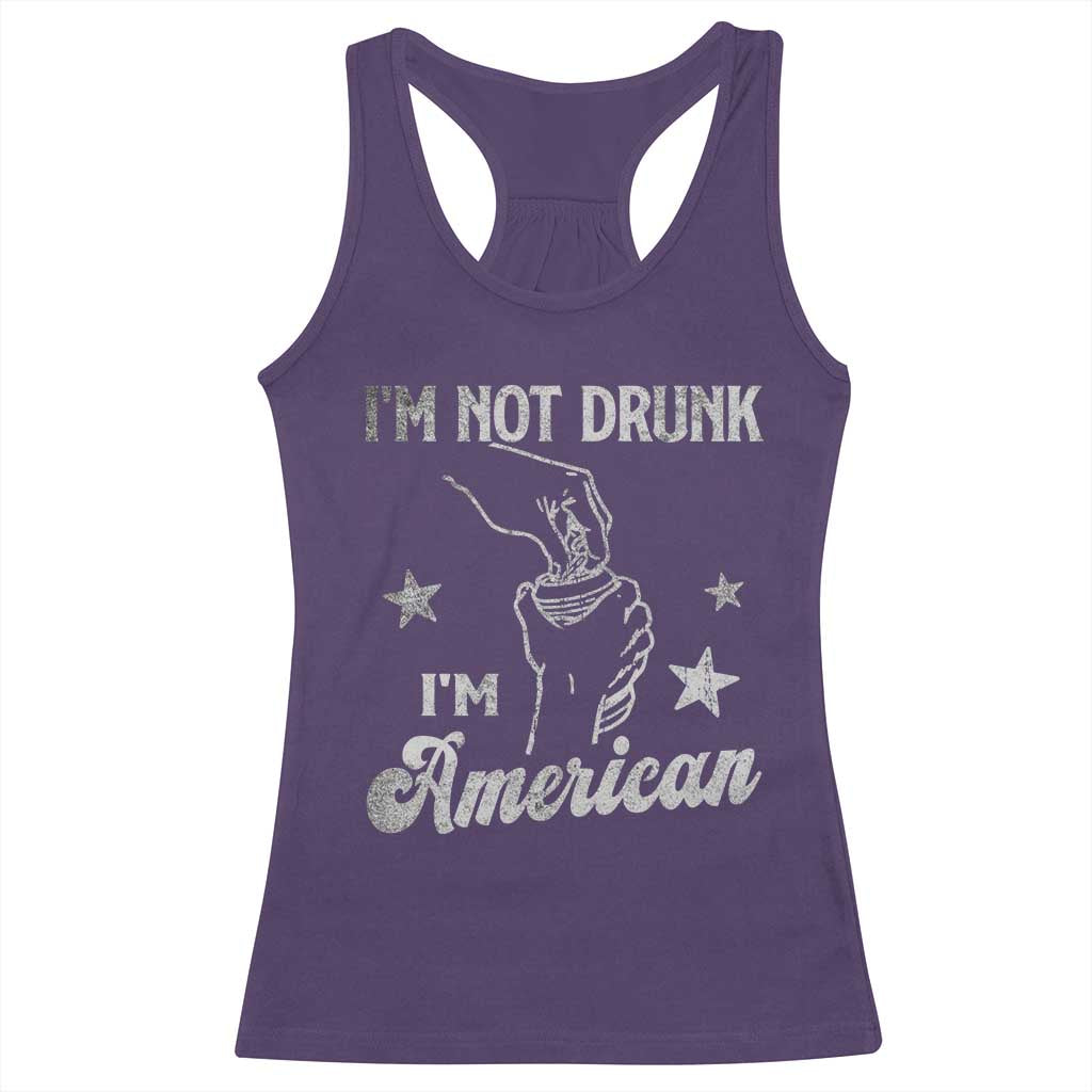 Funny 4th of July Drinking Racerback Tank Top Not Drunk I am American TS10 Purple Print Your Wear