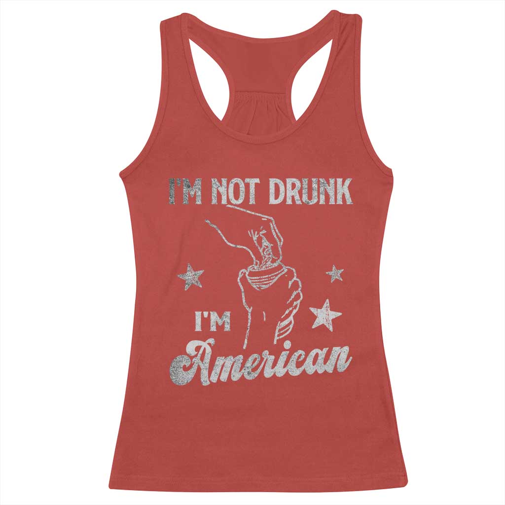 Funny 4th of July Drinking Racerback Tank Top Not Drunk I am American TS10 Red Print Your Wear
