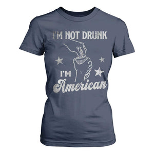 Funny 4th of July Drinking T Shirt For Women Not Drunk I am American TS10 Navy Print Your Wear