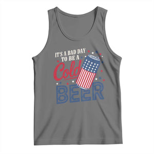 Funny 4th of July Drinking Tank Top Its A Bad Day To Be A Cold Beer American Flag TS11 Black Heather Print Your Wear