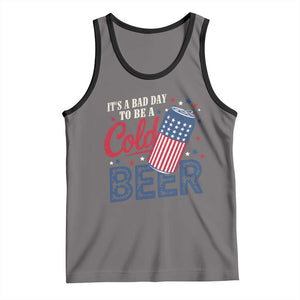 Funny 4th of July Drinking Tank Top Its A Bad Day To Be A Cold Beer American Flag TS11 Deep Heather Black Print Your Wear