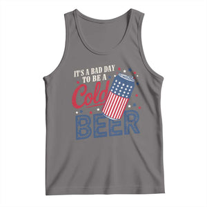 Funny 4th of July Drinking Tank Top Its A Bad Day To Be A Cold Beer American Flag TS11 Deep Heather Print Your Wear