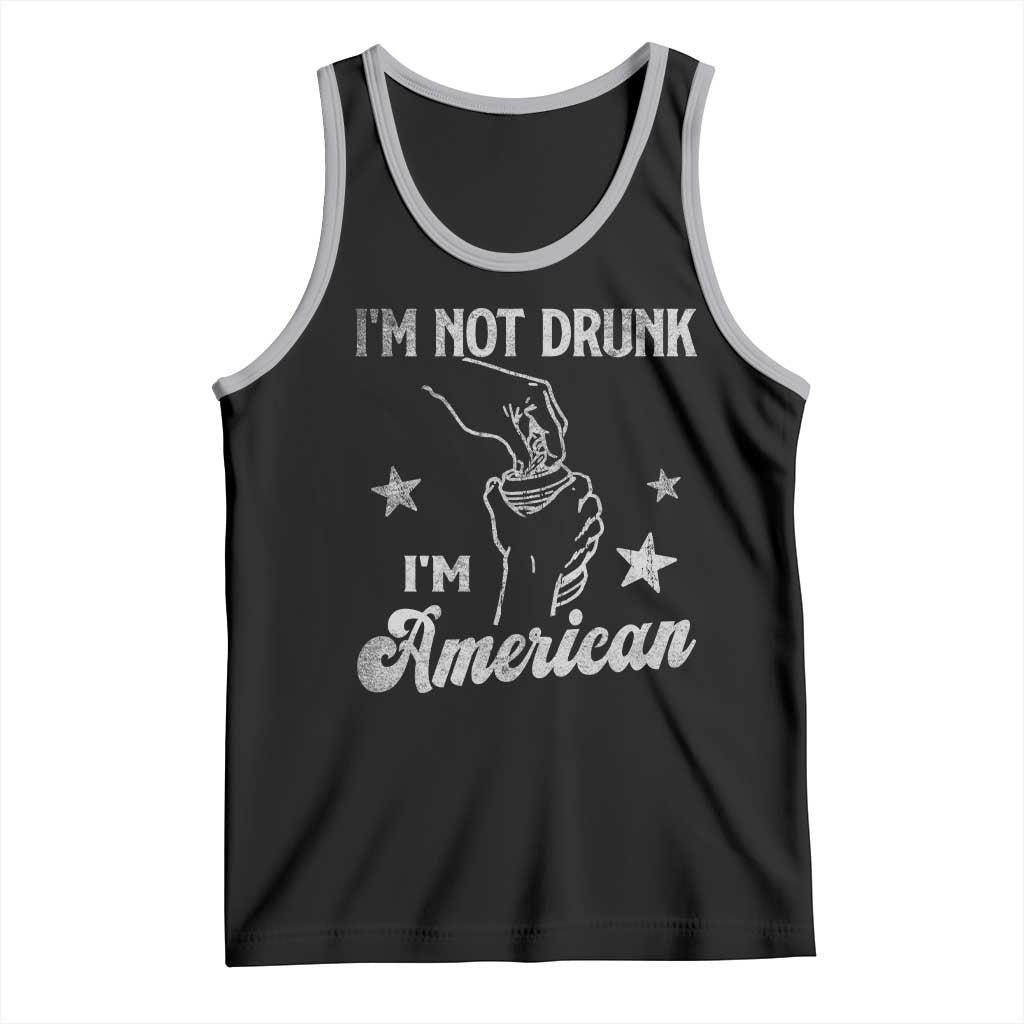 Funny 4th of July Drinking Tank Top Not Drunk I am American TS10 Black Athletic Heather Print Your Wear