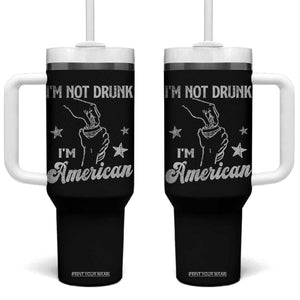 Funny 4th of July Drinking Tumbler With Handle Not Drunk I am American TS10 One Size: 40 oz Black Print Your Wear