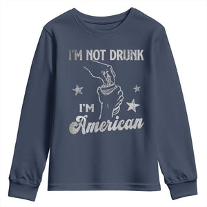 Funny 4th of July Drinking Youth Sweatshirt Not Drunk I am American TS10 Navy Print Your Wear