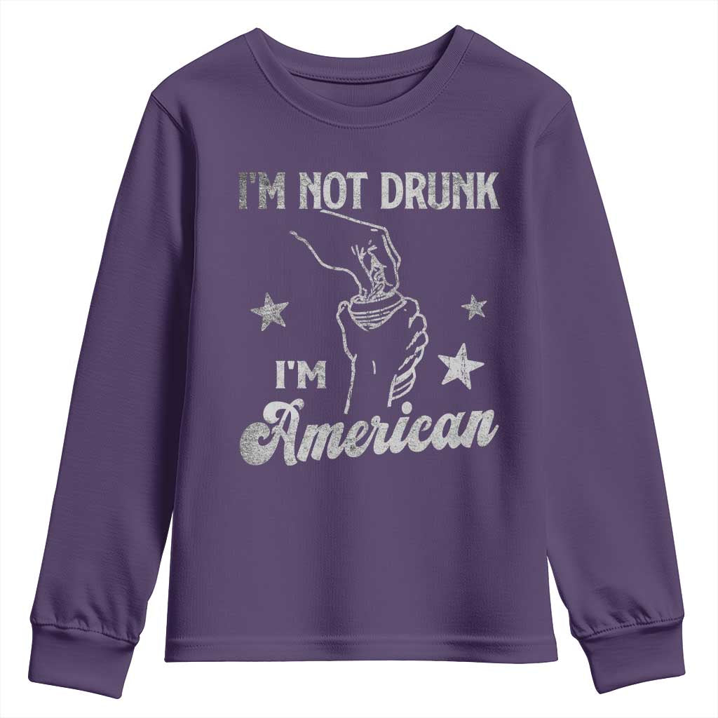 Funny 4th of July Drinking Youth Sweatshirt Not Drunk I am American TS10 Purple Print Your Wear