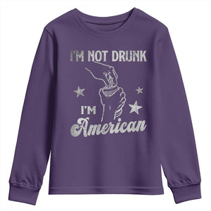 Funny 4th of July Drinking Youth Sweatshirt Not Drunk I am American TS10 Purple Print Your Wear