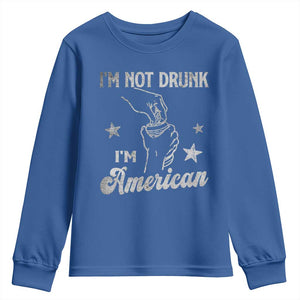 Funny 4th of July Drinking Youth Sweatshirt Not Drunk I am American TS10 Royal Blue Print Your Wear