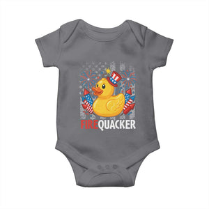 Funny 4th of July Duck Firequacker Baby Onesie Patriotic Vintage American Flag TS11 Charcoal Print Your Wear