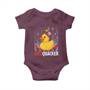 Funny 4th of July Duck Firequacker Baby Onesie Patriotic Vintage American Flag TS11 Maroon Print Your Wear