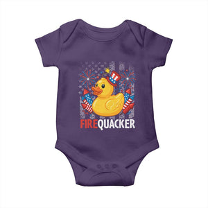 Funny 4th of July Duck Firequacker Baby Onesie Patriotic Vintage American Flag TS11 Purple Print Your Wear