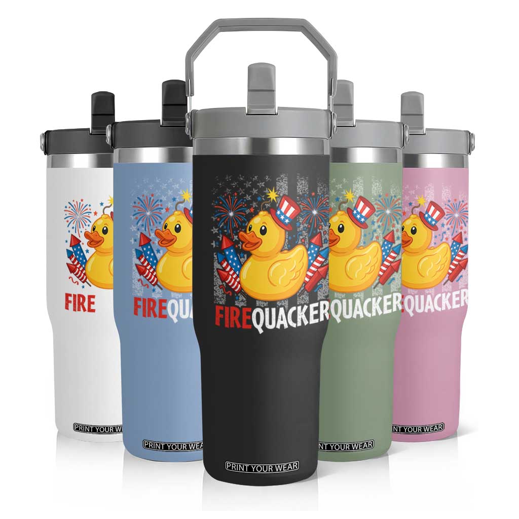 Funny 4th of July Duck Firequacker Flip Straw Tumbler Patriotic Vintage American Flag TS11 Print Your Wear