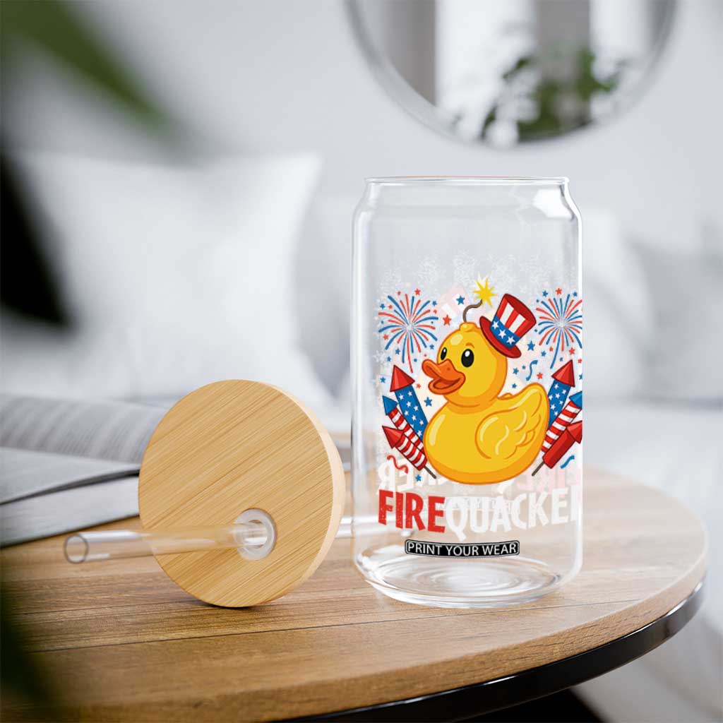 Funny 4th of July Duck Firequacker Glass Can Patriotic Vintage American Flag TS11 Print Your Wear
