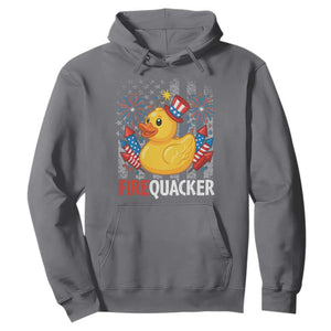 Funny 4th of July Duck Firequacker Hoodie Patriotic Vintage American Flag TS11 Charcoal Print Your Wear