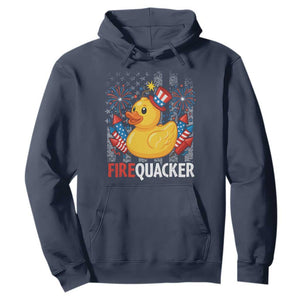 Funny 4th of July Duck Firequacker Hoodie Patriotic Vintage American Flag TS11 Navy Print Your Wear