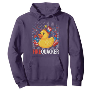 Funny 4th of July Duck Firequacker Hoodie Patriotic Vintage American Flag TS11 Purple Print Your Wear