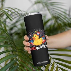 Funny 4th of July Duck Firequacker Skinny Tumbler Patriotic Vintage American Flag TS11 Print Your Wear