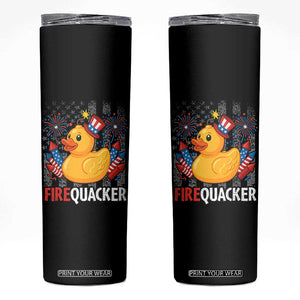 Funny 4th of July Duck Firequacker Skinny Tumbler Patriotic Vintage American Flag TS11 Black Print Your Wear