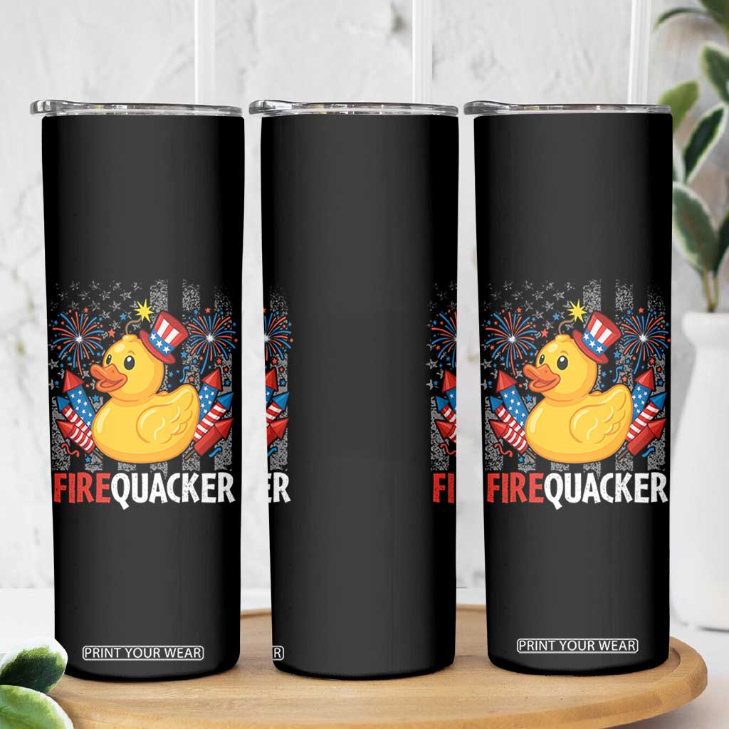 Funny 4th of July Duck Firequacker Skinny Tumbler Patriotic Vintage American Flag TS11 Print Your Wear