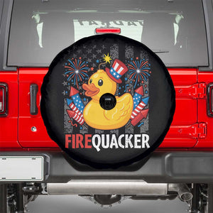 Funny 4th of July Duck Firequacker Spare Tire Cover Patriotic Vintage American Flag TS11 Black Print Your Wear