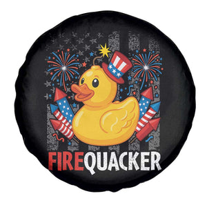 Funny 4th of July Duck Firequacker Spare Tire Cover Patriotic Vintage American Flag TS11 Print Your Wear
