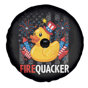 Funny 4th of July Duck Firequacker Spare Tire Cover Patriotic Vintage American Flag TS11 Print Your Wear