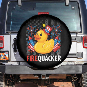 Funny 4th of July Duck Firequacker Spare Tire Cover Patriotic Vintage American Flag TS11 No hole Black Print Your Wear