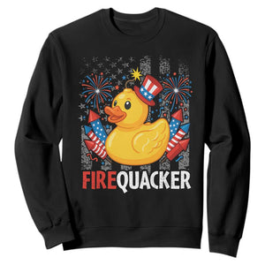 Funny 4th of July Duck Firequacker Sweatshirt Patriotic Vintage American Flag TS11 Black Print Your Wear