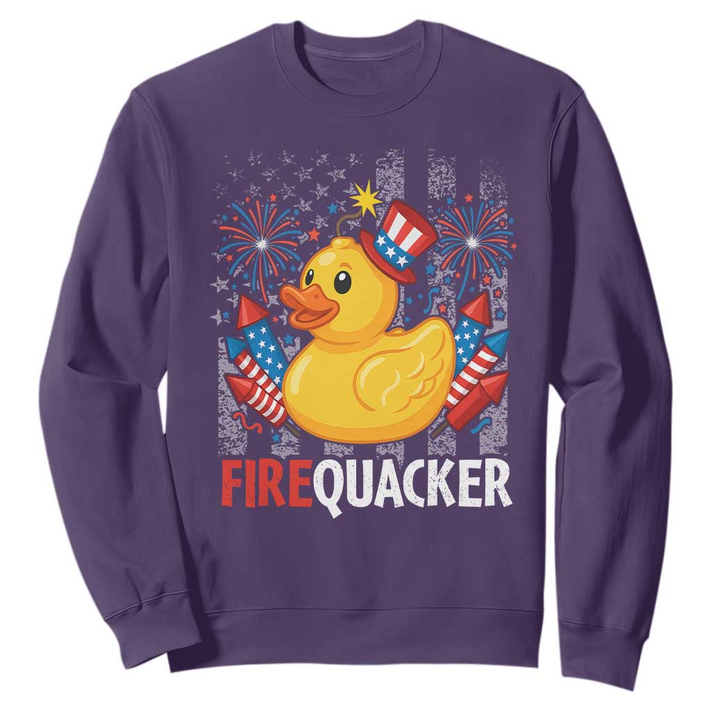 Funny 4th of July Duck Firequacker Sweatshirt Patriotic Vintage American Flag TS11 Purple Print Your Wear
