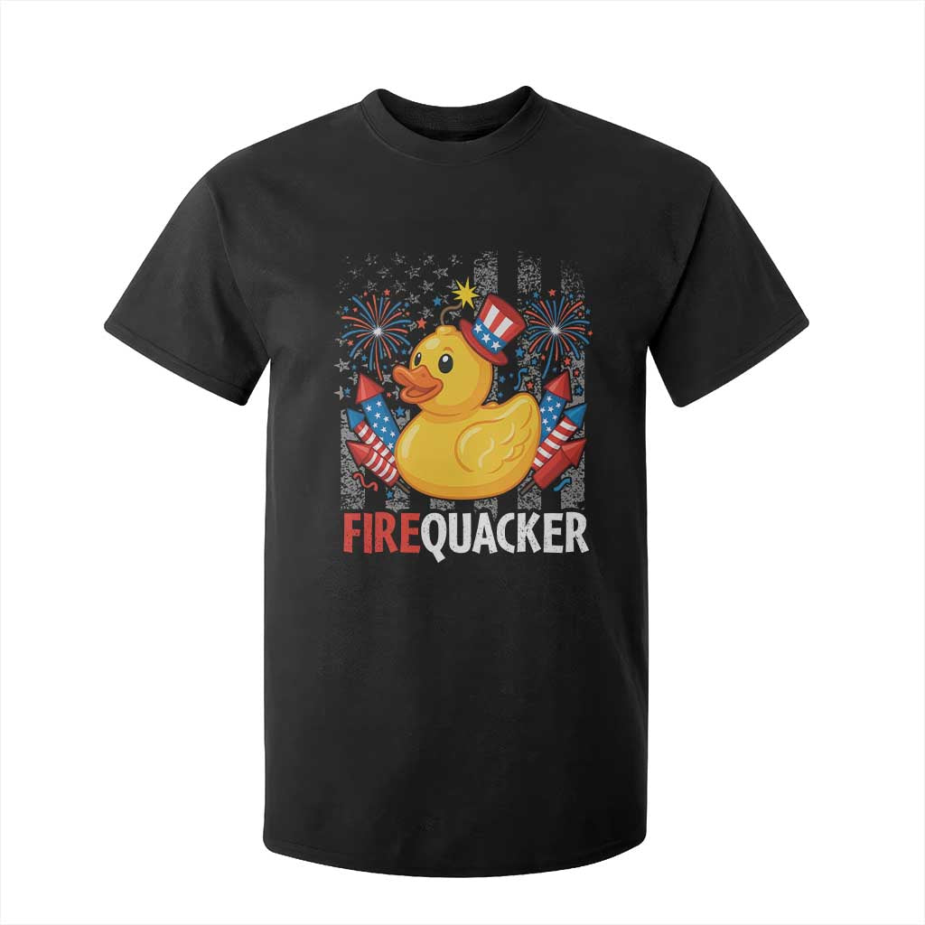 Funny 4th of July Duck Firequacker T Shirt For Kid Patriotic Vintage American Flag TS11 Black Print Your Wear