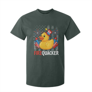 Funny 4th of July Duck Firequacker T Shirt For Kid Patriotic Vintage American Flag TS11 Dark Forest Green Print Your Wear