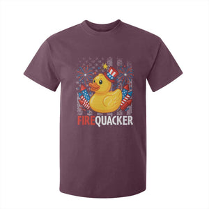 Funny 4th of July Duck Firequacker T Shirt For Kid Patriotic Vintage American Flag TS11 Maroon Print Your Wear