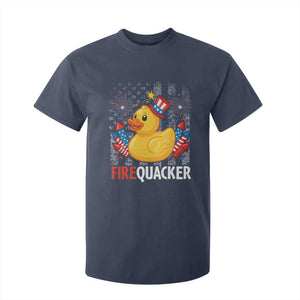 Funny 4th of July Duck Firequacker T Shirt For Kid Patriotic Vintage American Flag TS11 Navy Print Your Wear