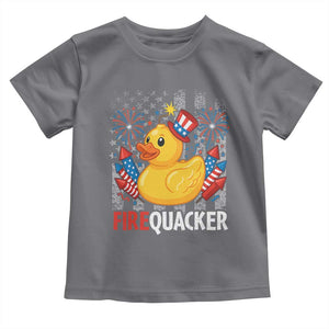 Funny 4th of July Duck Firequacker Toddler T Shirt Patriotic Vintage American Flag TS11 Charcoal Print Your Wear