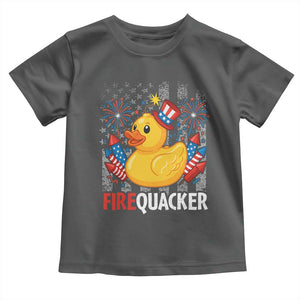 Funny 4th of July Duck Firequacker Toddler T Shirt Patriotic Vintage American Flag TS11 Dark Heather Print Your Wear