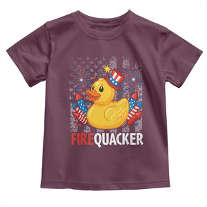 Funny 4th of July Duck Firequacker Toddler T Shirt Patriotic Vintage American Flag TS11 Maroon Print Your Wear