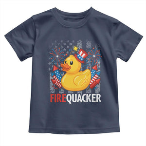 Funny 4th of July Duck Firequacker Toddler T Shirt Patriotic Vintage American Flag TS11 Navy Print Your Wear