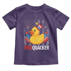 Funny 4th of July Duck Firequacker Toddler T Shirt Patriotic Vintage American Flag TS11 Purple Print Your Wear
