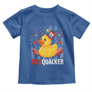 Funny 4th of July Duck Firequacker Toddler T Shirt Patriotic Vintage American Flag TS11 Royal Blue Print Your Wear