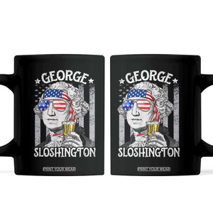 Funny 4th of July George Sloshington Washington Coffee Mug Retro America Flag TS10 Black Print Your Wear
