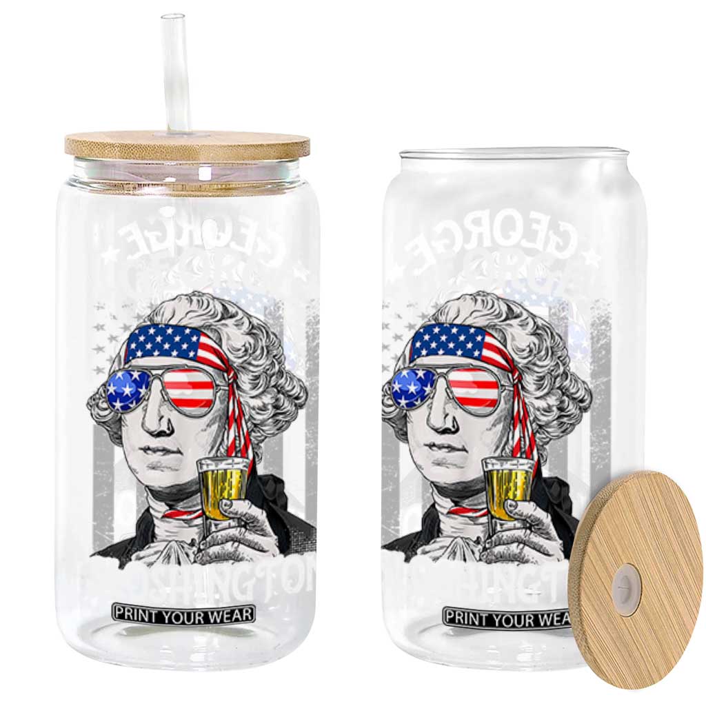 Funny 4th of July George Sloshington Washington Glass Can Retro America Flag TS10 Black Print Your Wear