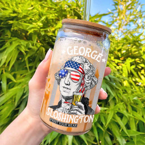 Funny 4th of July George Sloshington Washington Glass Can Retro America Flag TS10 Print Your Wear