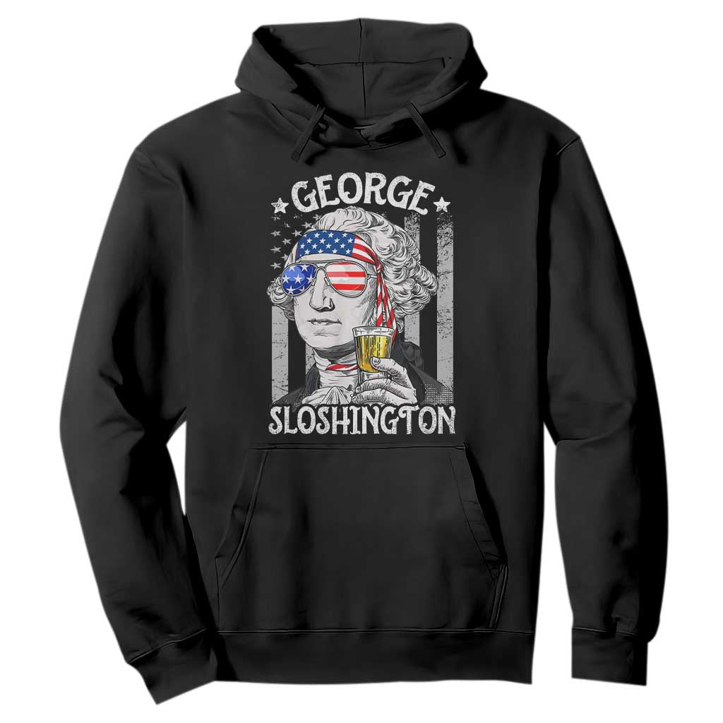 Funny 4th of July George Sloshington Washington Hoodie Retro America Flag TS10 Black Print Your Wear